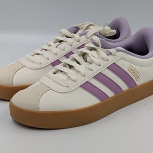 adidas Women's VL Court 3.0 Core White / Preloved Purple / Powder Plum"